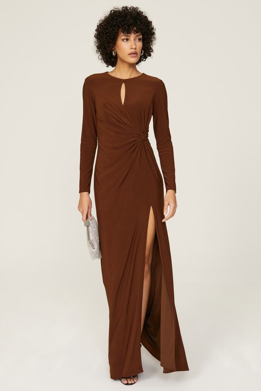 Ieena for Mac Duggal - Keyhole Draped Gown - Size 4